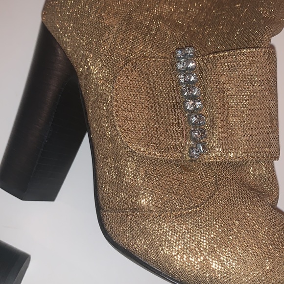 CHLOE-See by Chloe metallic Gold and Rhinestone booties - Picture 5 of 5